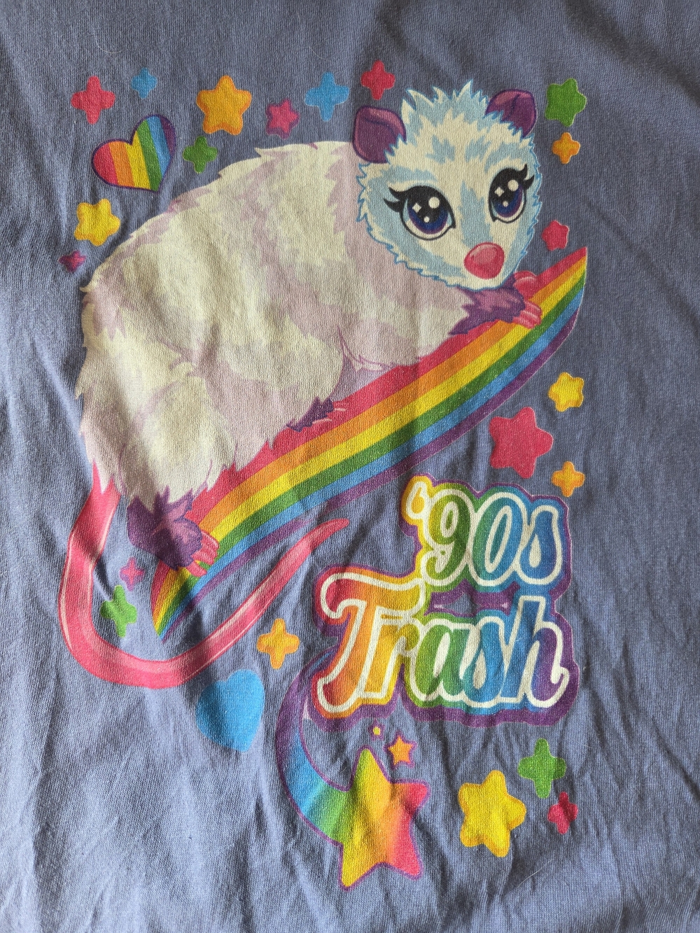 Gildan Purple '90s Trash Rainbow Opossum Graphic Tee
